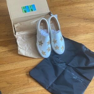NWT Vintage Havana "Lorren" White Gold Star Slip On Sneakers Size 6
